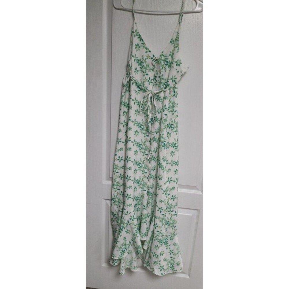 Pink Lily Floral Maxi Dress Green White Size L - Like New